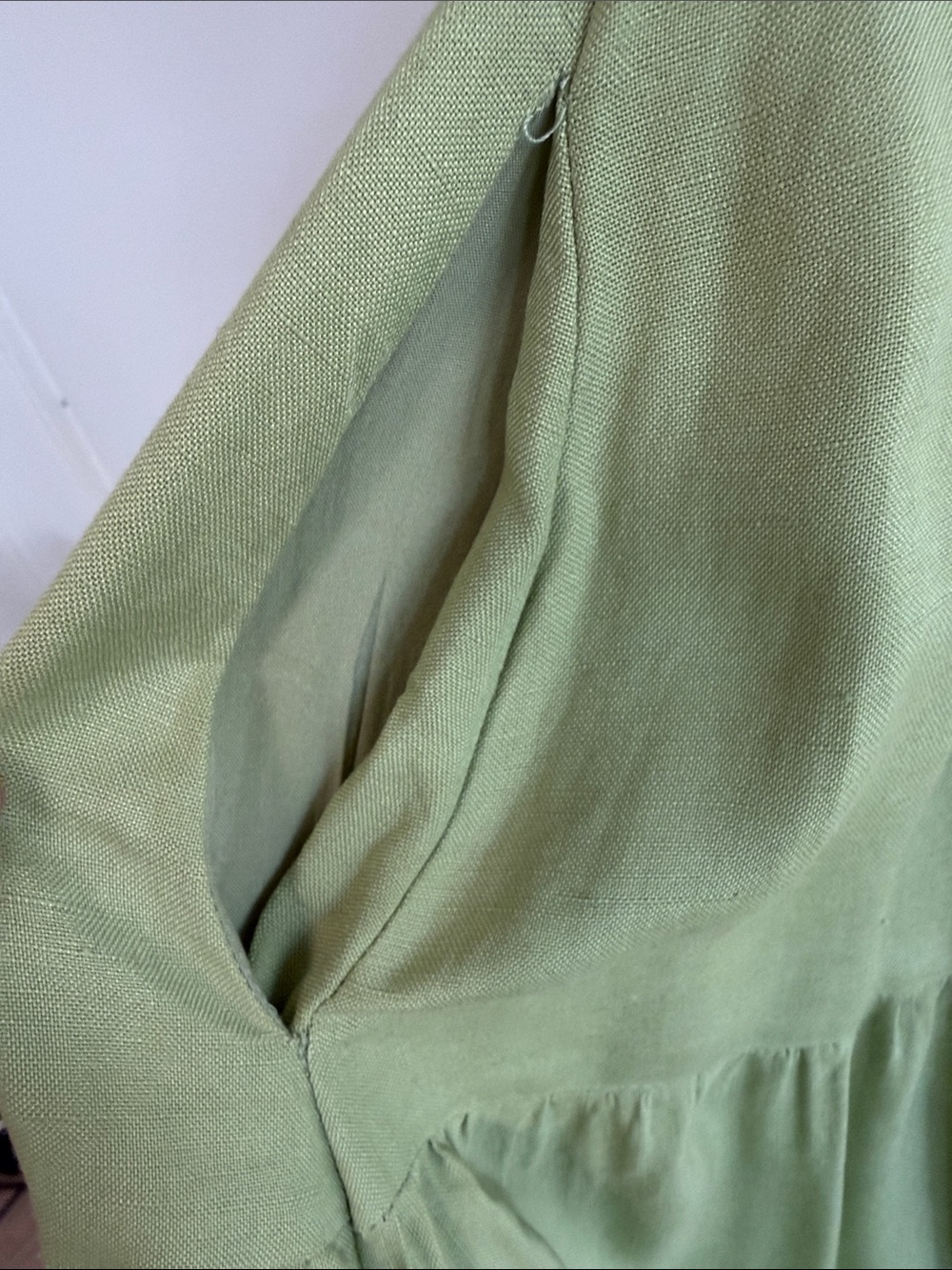 Light Green Smocked Midi Sundress with Tie Straps - Picture 4 of 6